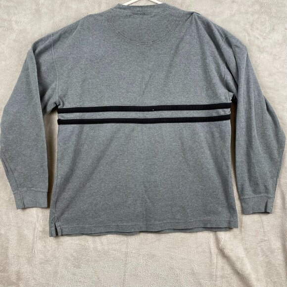 Timberland Mens Sweatshirt Small Gray Striped Crewneck Long Sleeve Pullover Logo - Picture 9 of 9